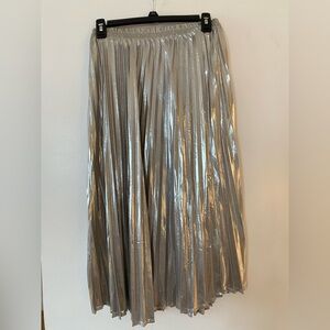 TULLEA Shimmering Silver Metallic Midi Skirt SIZE SMALL